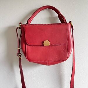 Madewell The Mini Abroad Crossbody Bag red Embossed Leather Edition gold hardwar